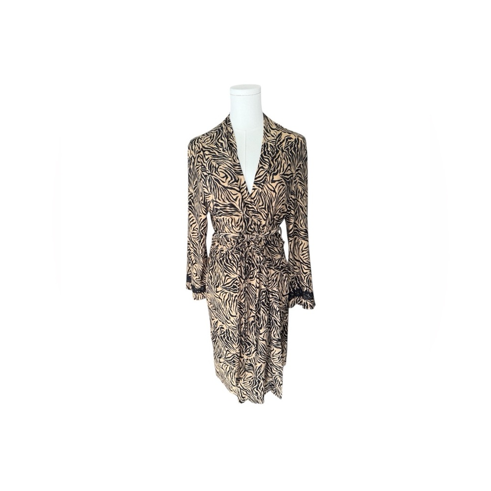 Studio Donatella animal print zebra intimates sleepwear robe S/M